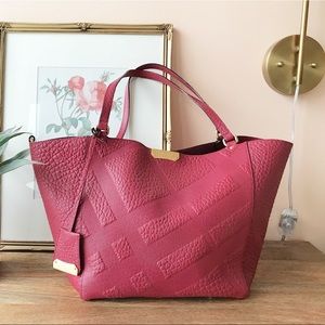 Burberry Canterbury Embossed Tote in Berry